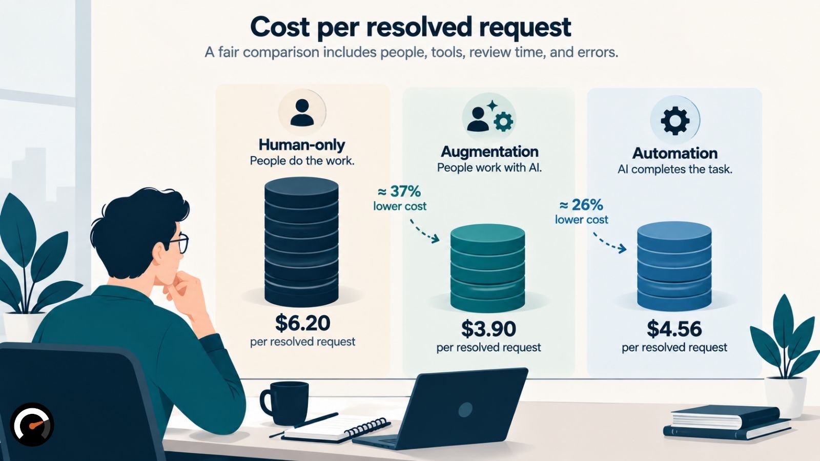 How do you compare the cost of automation and augmentation fairly