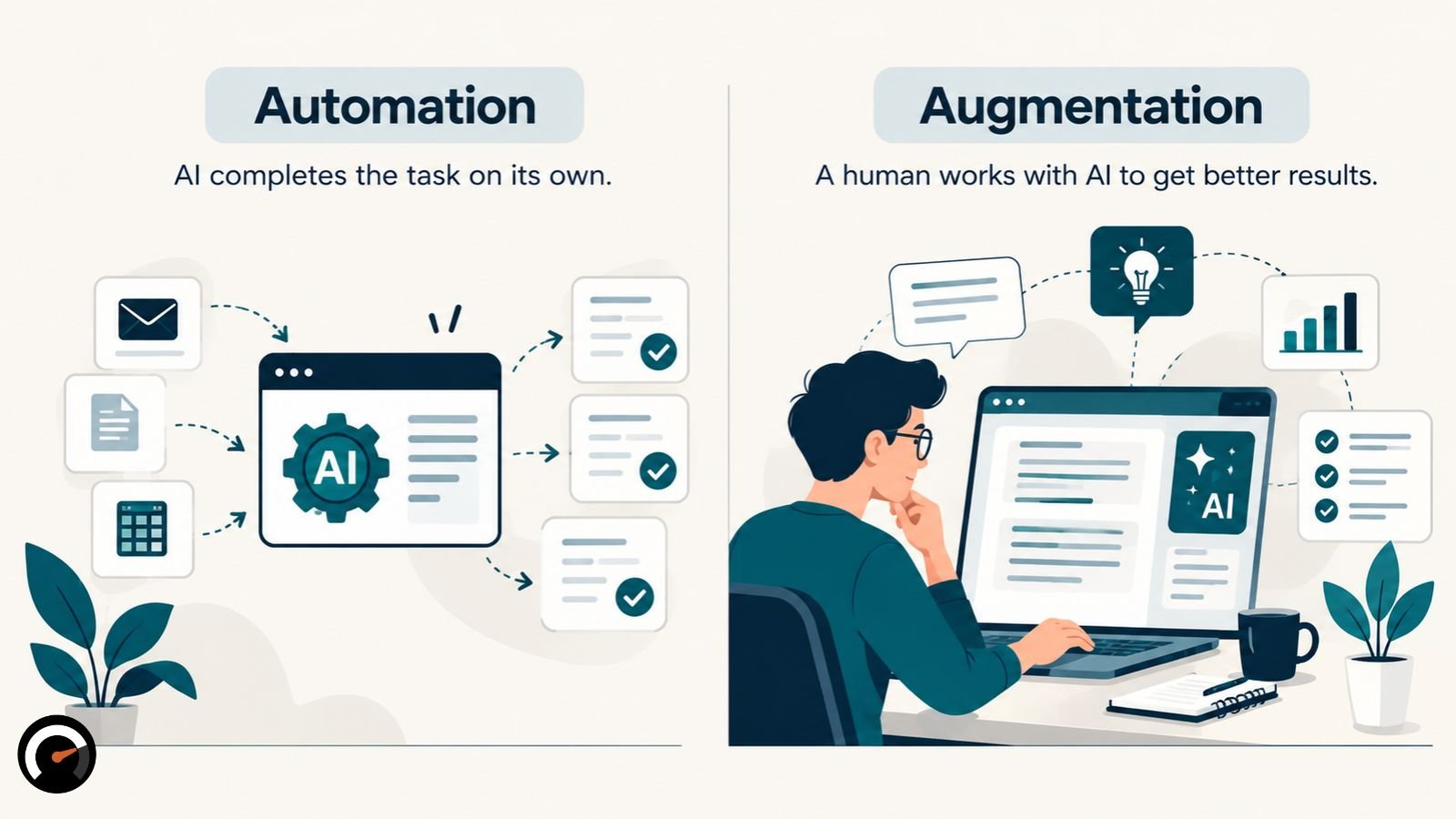 What is the difference between AI augmentation and AI automation