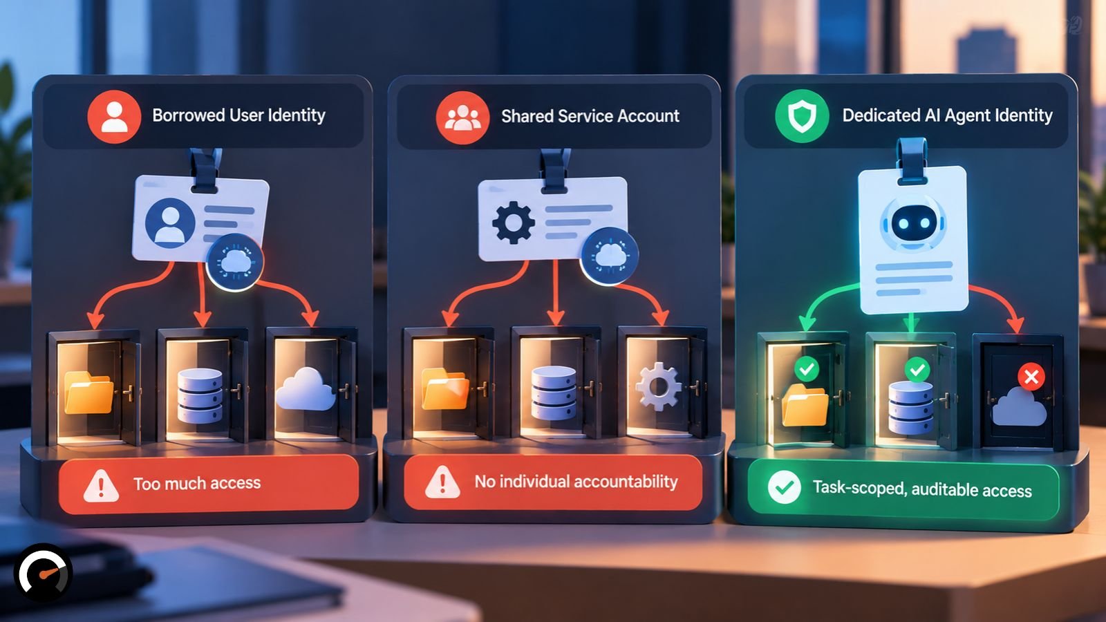 Why User Accounts and Service Accounts Fail for AI Agents
